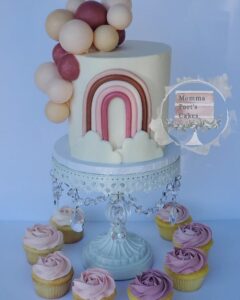boho balloon birthday cake