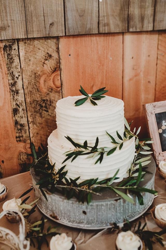 rustic olive leaf wedding cake