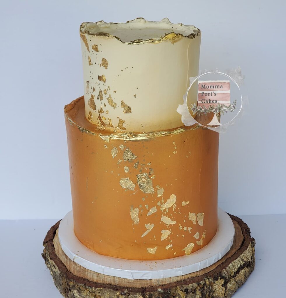 gold teracotta wedding cake