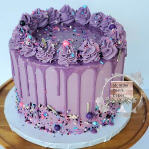 momma ports cakes purple drip cake sprinkles