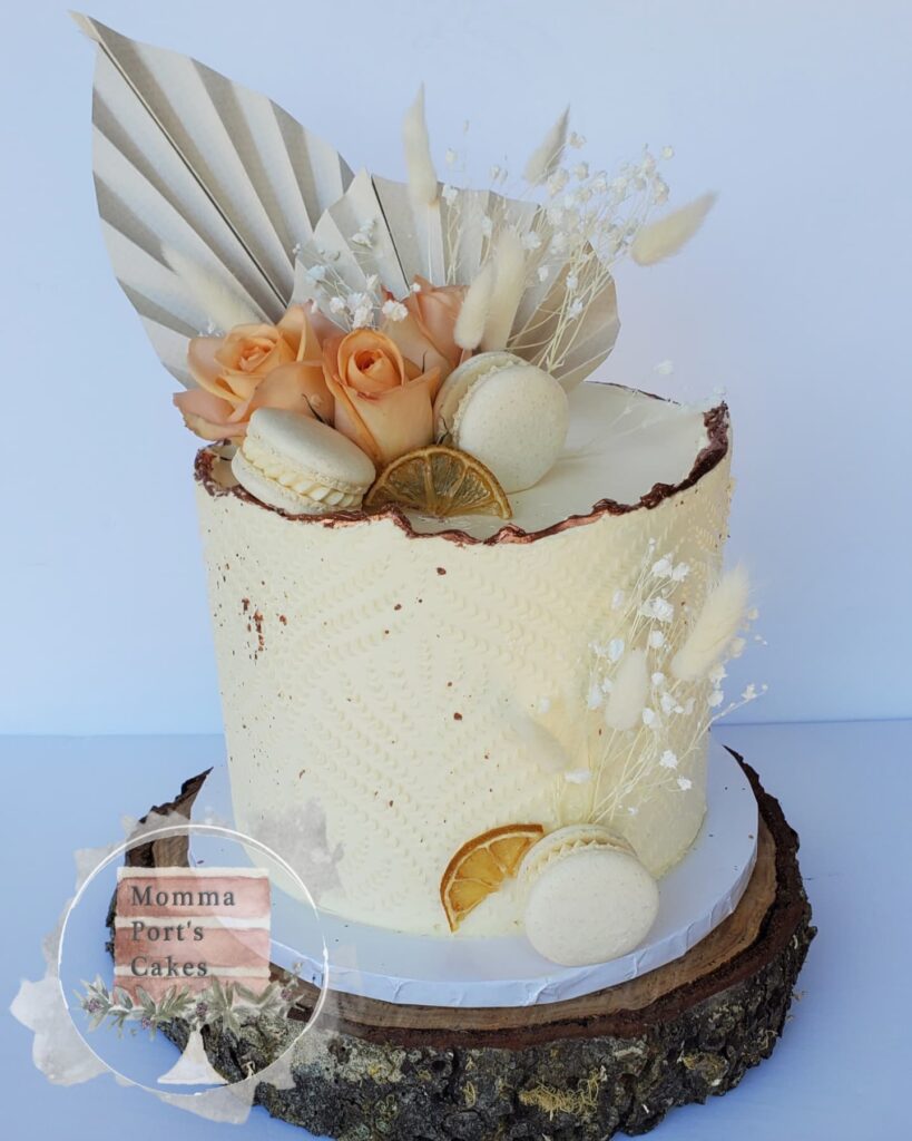 palm leaf wedding boho cake