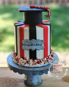 graduation cake red black