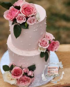 PInk floral wedding cake